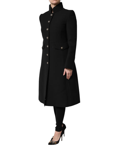 Dolce & Gabbana Black Wool Single Breasted Trench Coat Jacket