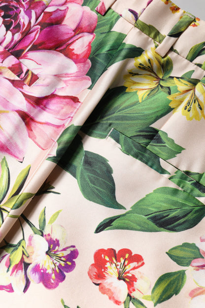 Dolce & Gabbana Multicolor Floral High Waist Straight Pants