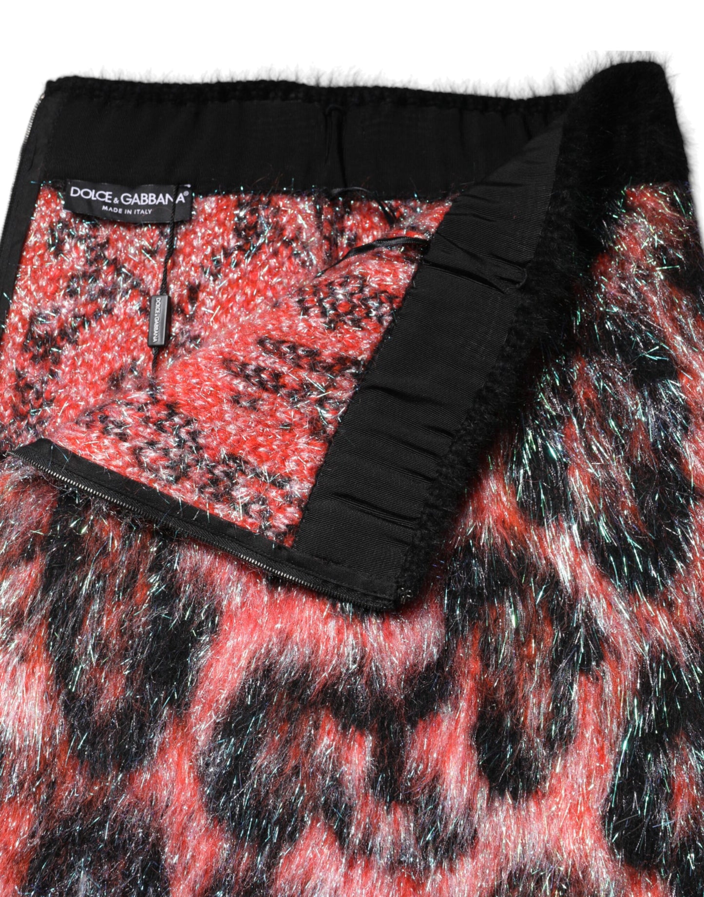 Dolce & Gabbana Multicolor Plush High Waist Mini Skirt