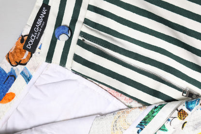 Dolce & Gabbana Multicolor Majolica Print High Waist Shorts