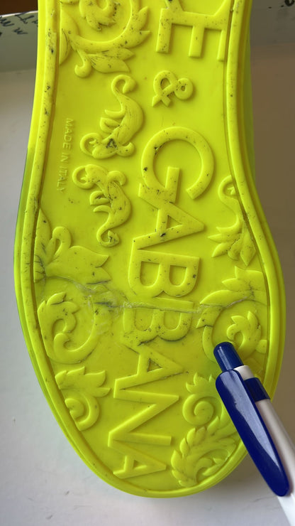 Dolce & Gabbana Neon Green Logo Tape Low Top Sneakers Shoes