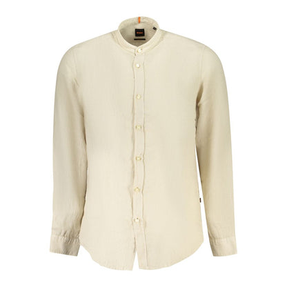 Hugo Boss Beige Linen Men Shirt