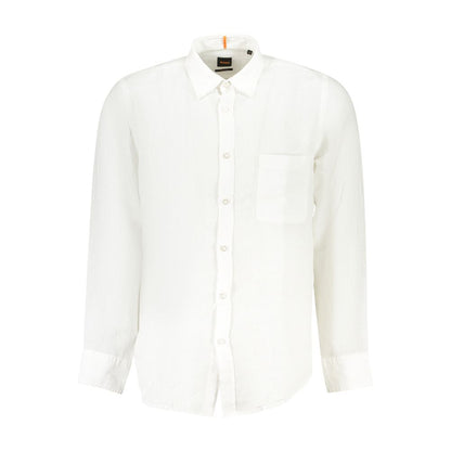Hugo Boss White Linen Men Shirt
