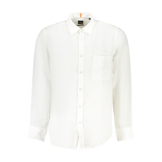 Hugo Boss White Linen Men Shirt