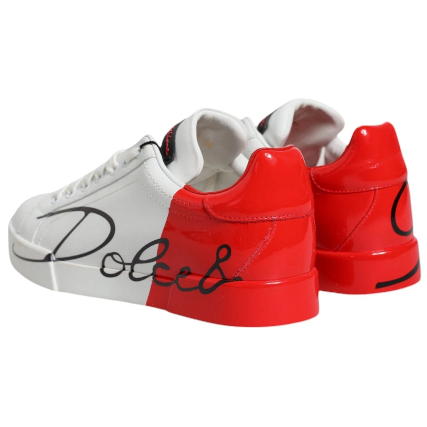 Dolce & Gabbana White Red Portofino Low Top Sneakers Shoes