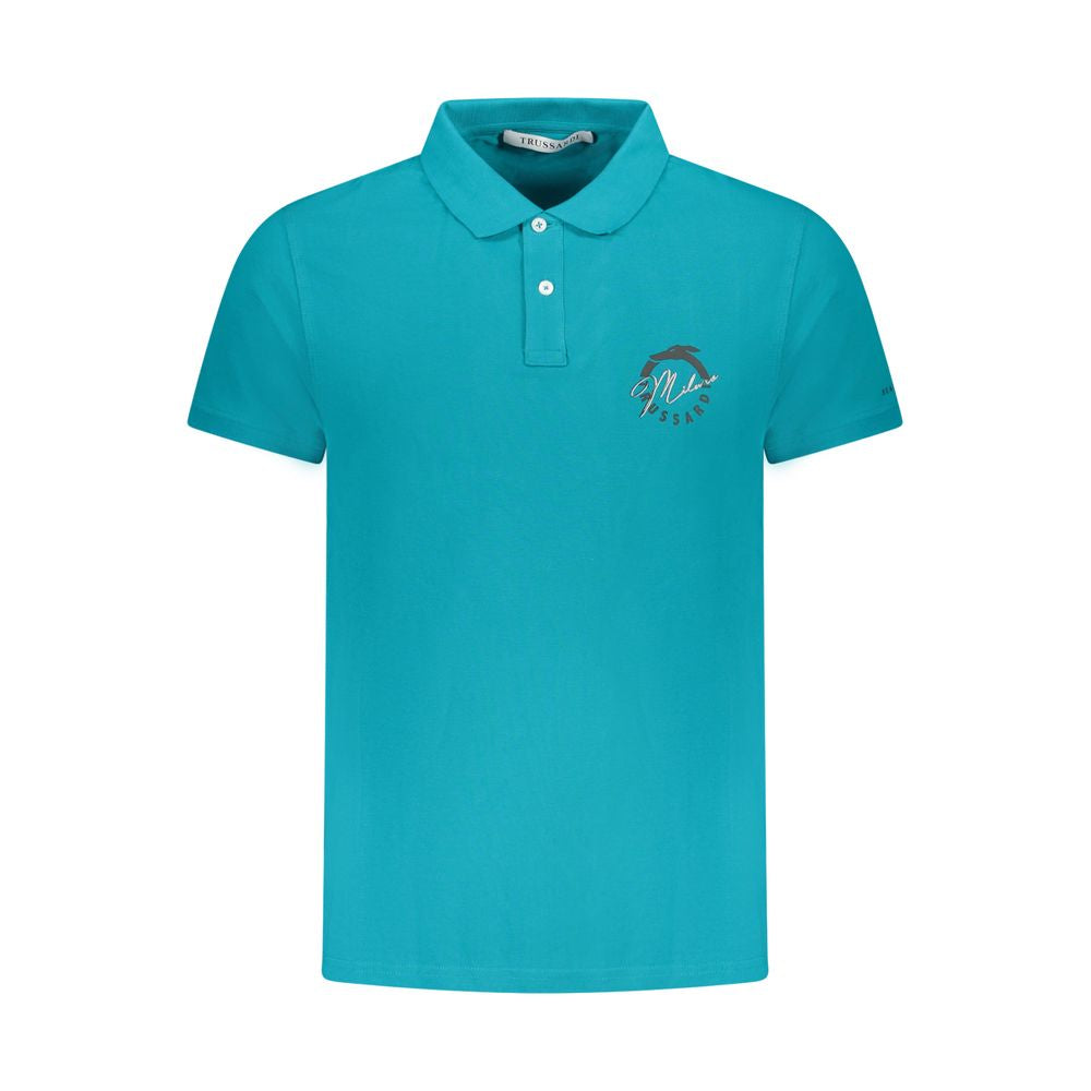 Trussardi Light Blue Cotton Men Polo Shirt