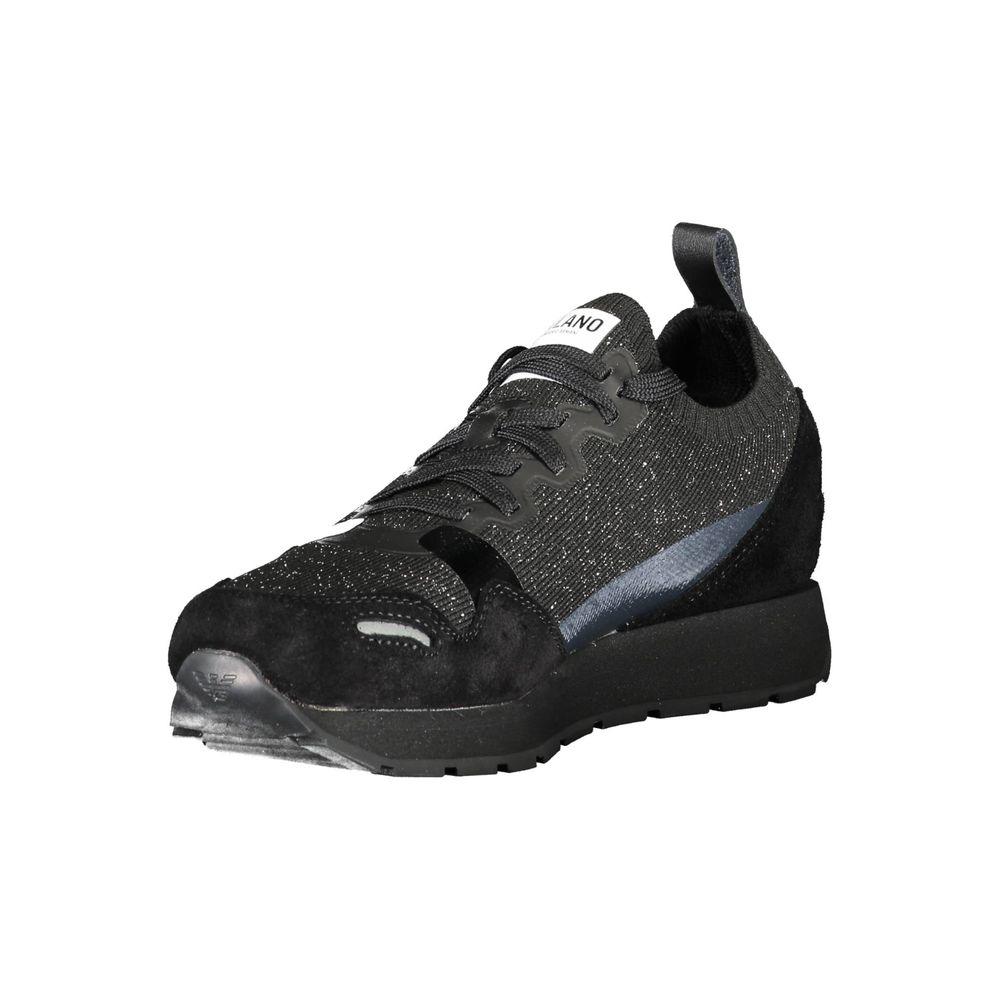 Emporio Armani Black Leather Women Sneaker
