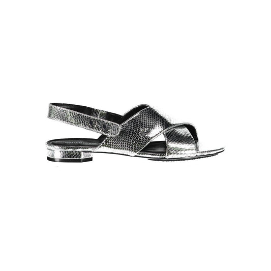Calvin Klein Silver Leather Women Sandal