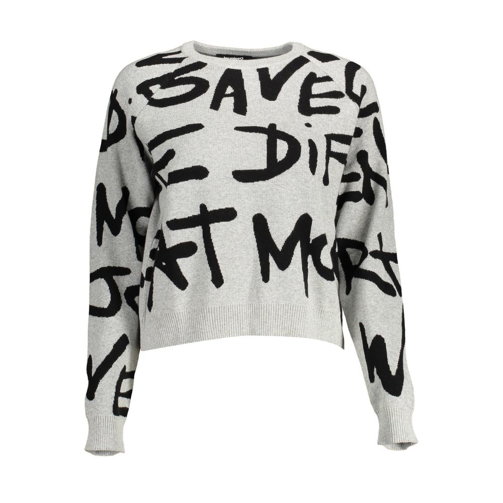 Desigual Gray Cotton Women Sweater
