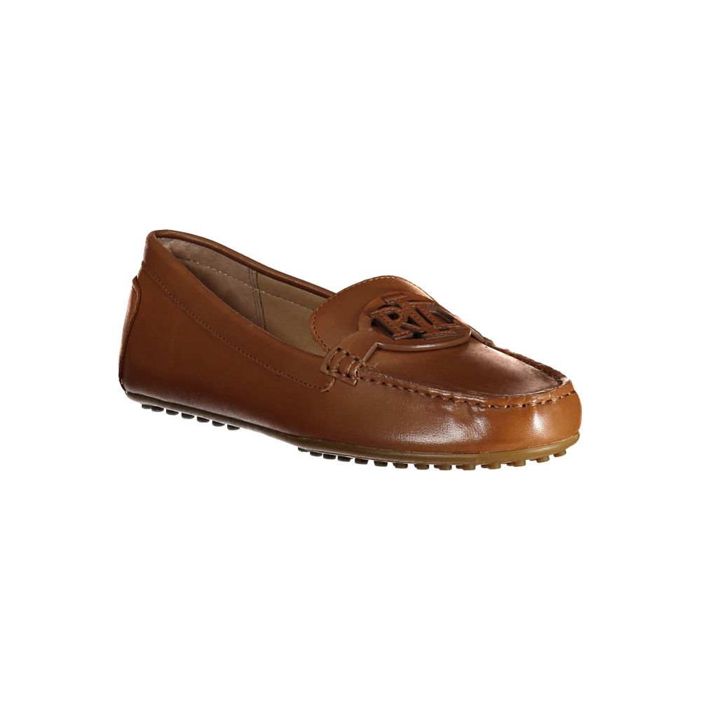 Ralph Lauren Brown Leather Flat Shoe