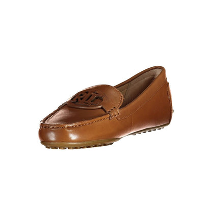 Ralph Lauren Brown Leather Flat Shoe