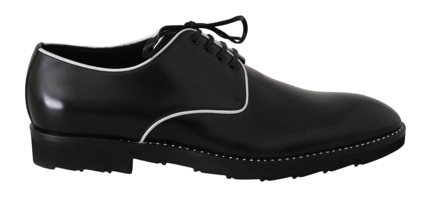 Dolce & Gabbana Elegant Black Leather Derby Dress Shoes