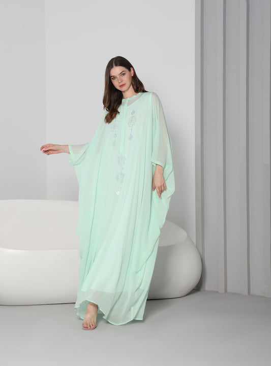 Sofia crystal-embellished tiffany chiffon georgette kaftan