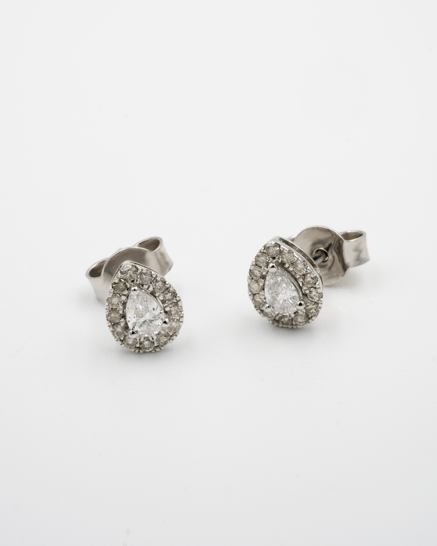 NATURAL DIAMOND PEAR STUD EARINGS