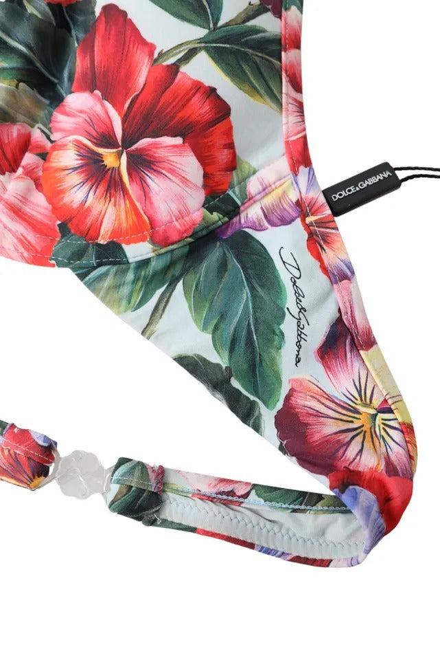 Dolce & Gabbana Multicolor Floral Swimwear Top Push Up Bikini