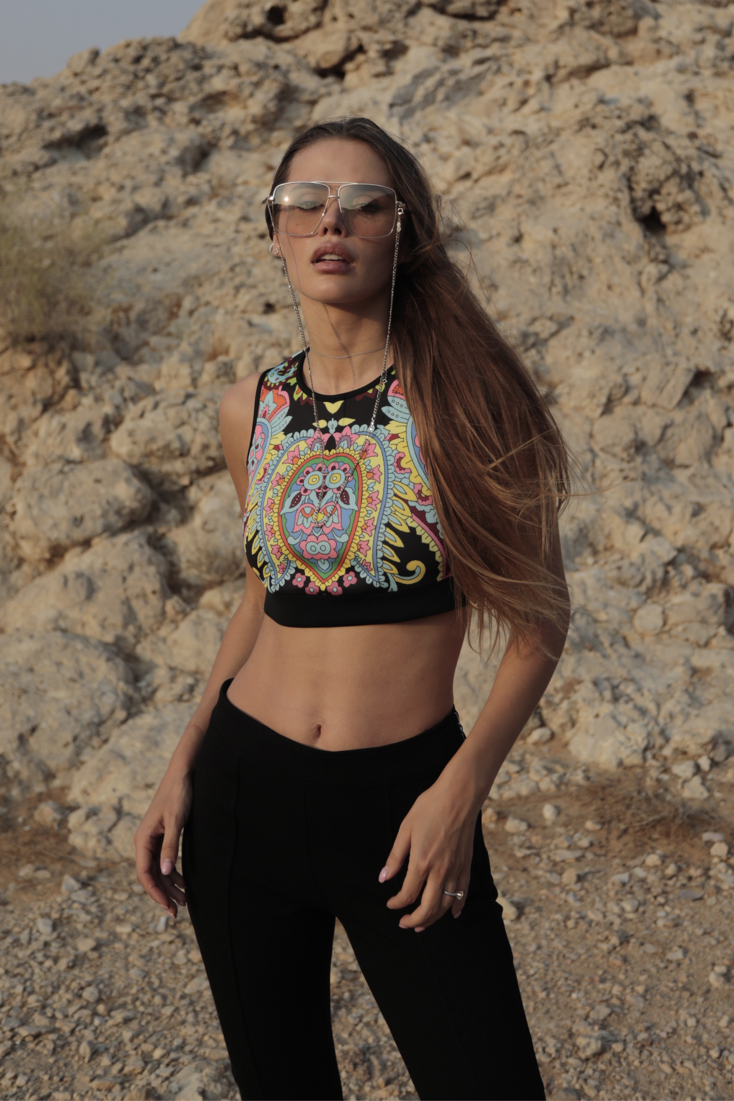 Ethnic Patterned Crop Top