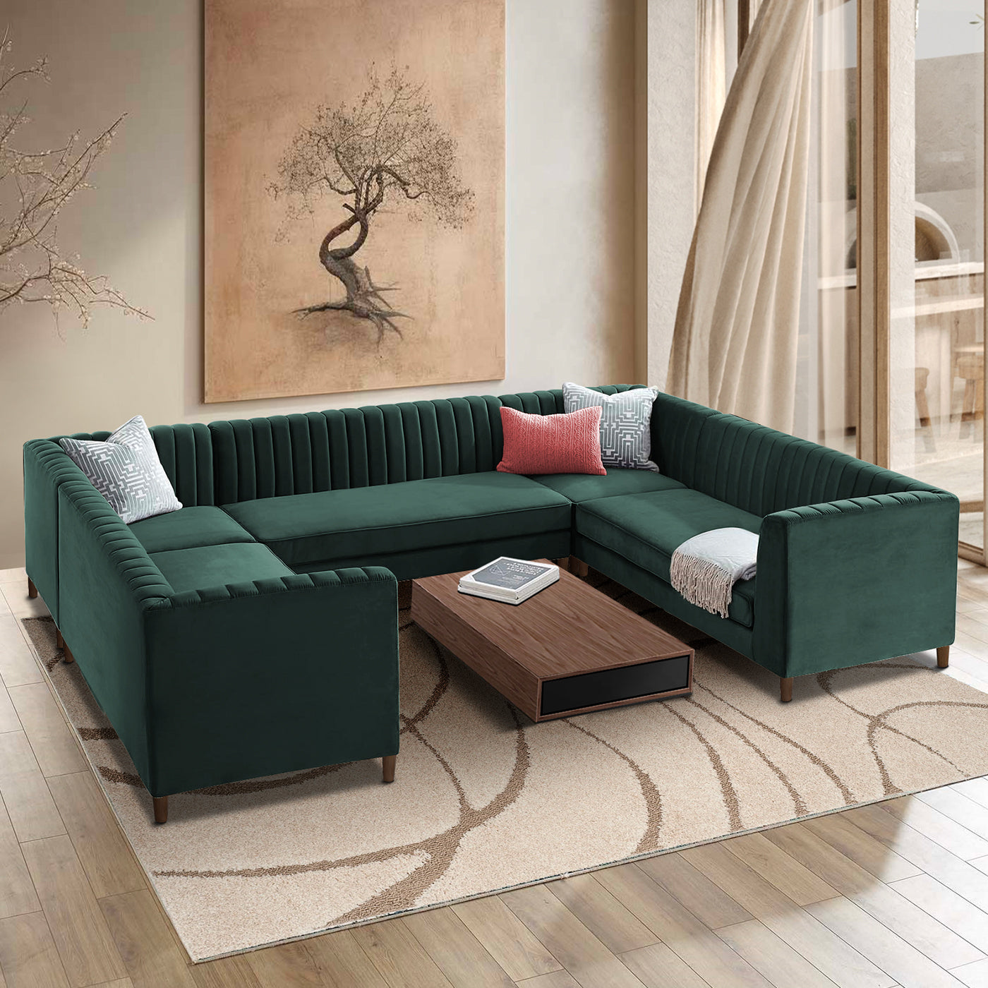 Tufted U-Shaped Sofa