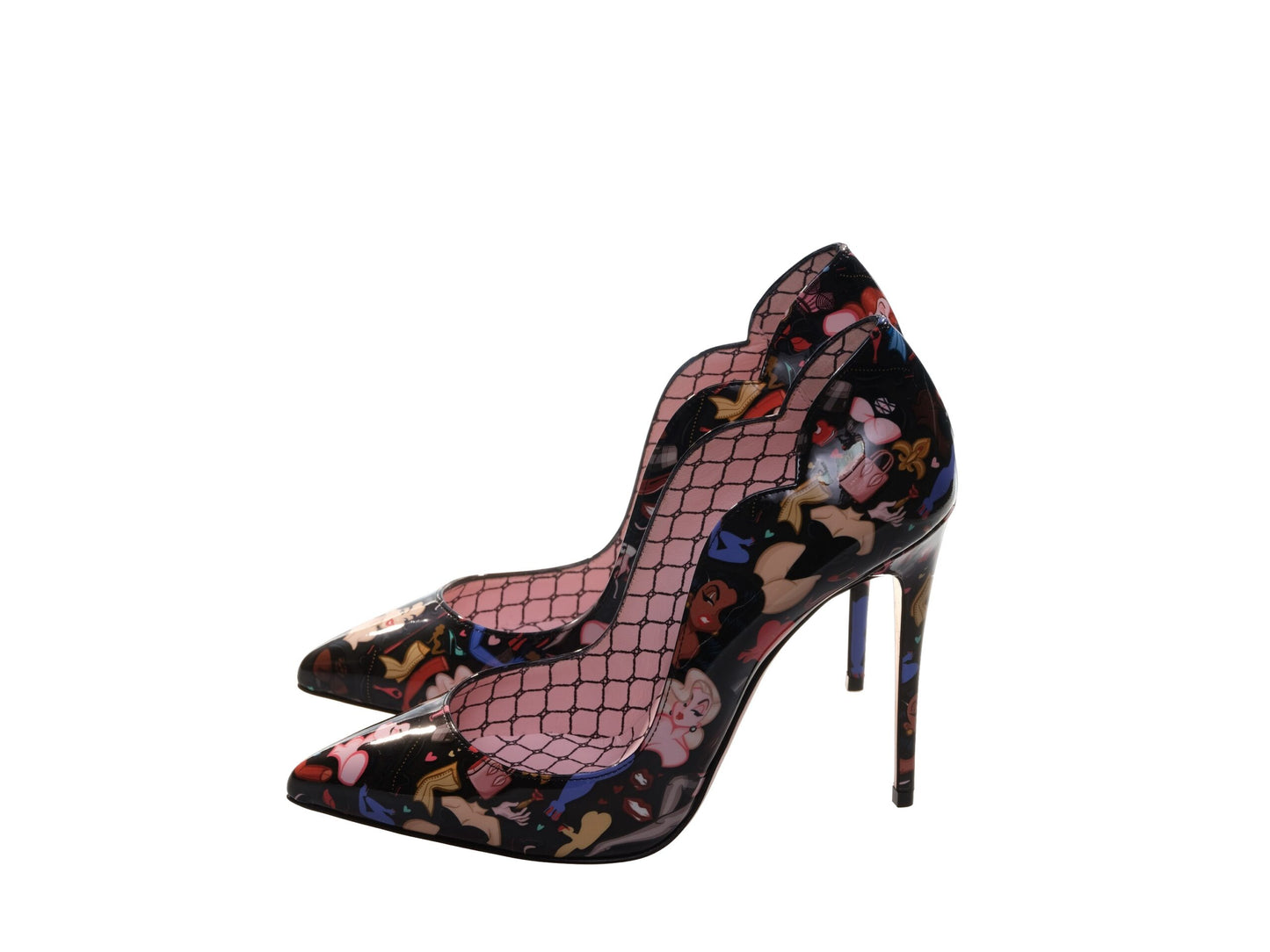 Christian Louboutin Hot Chick 100 Black Limited Edition Dr Bored Print Patent Leather High Heel Pumps