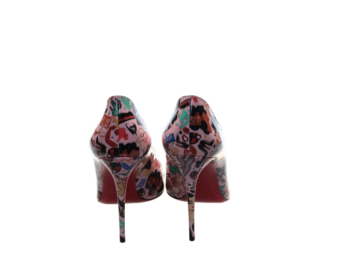 Christian Louboutin Hot Chick 100 Pink Limited Edition Dr Bored Print Patent Leather High Heel Pumps
