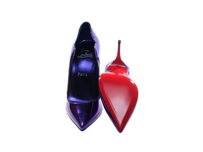 Christian Louboutin Hot Chick 100 Purple Mirrored Patent Leather High Heel Pumps
