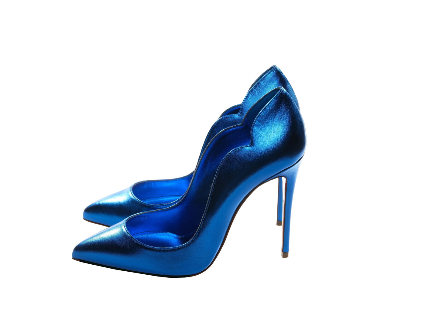 Christian Louboutin Hot Chick 100 Blue Mirrored Patent Leather High Heel Pumps