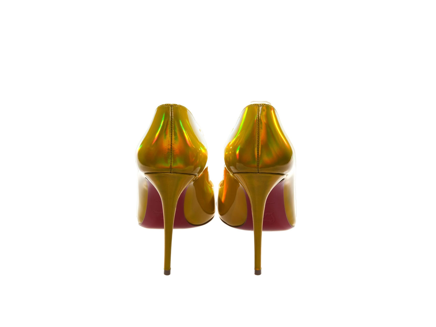 Christian Louboutin Hot Chick 100 Yellow Mirrored Patent Leather High Heel Pumps