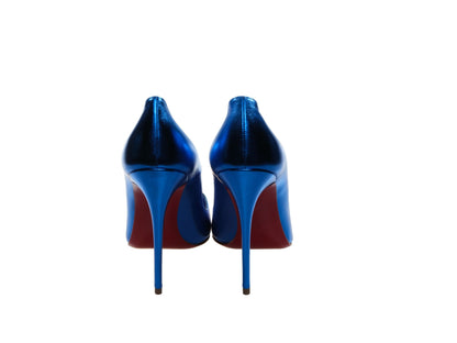 Christian Louboutin So Kate Blue Laminated Leather High Heel Pumps
