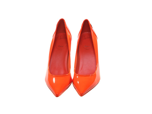 Christian Louboutin Sporty Kate Orange Patent Leather High Heel Pumps