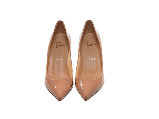 Christian Louboutin Kate Patent 85 Blush Nude Patent Leather High Heels