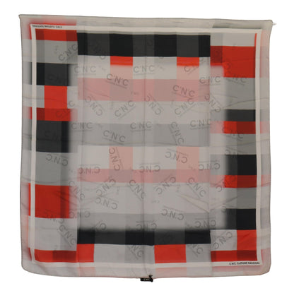 Costume National Elegant Silk Scarf in Gray Red Checkered