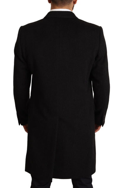 Dolce & Gabbana Elegant Gray Long Overcoat in Pure Cashmere