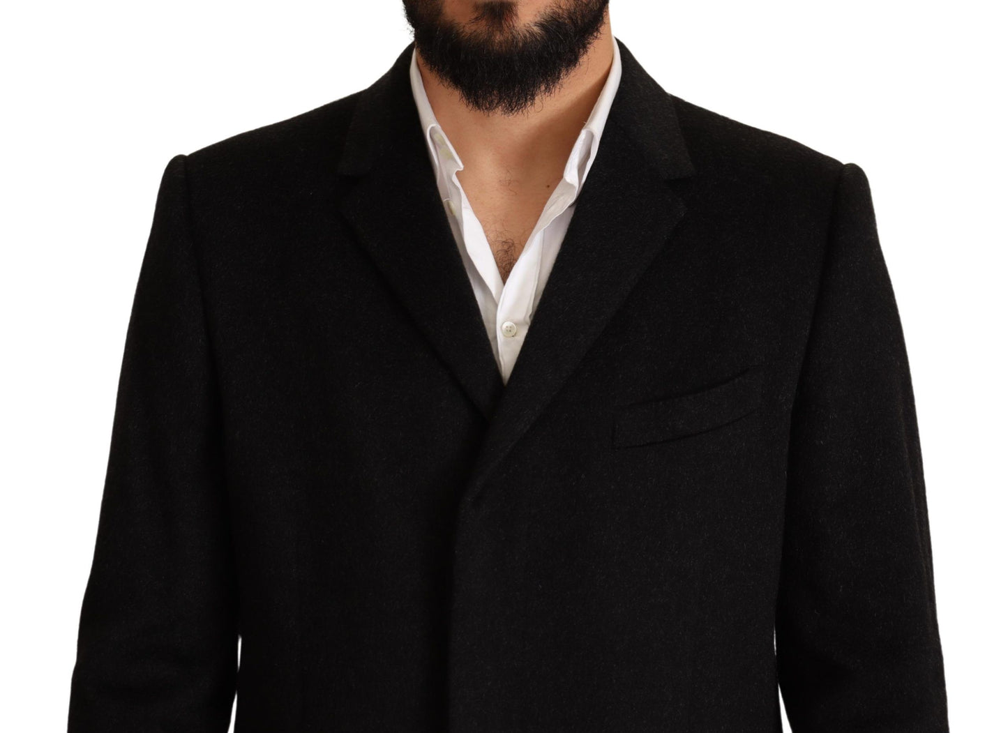 Dolce & Gabbana Elegant Gray Long Overcoat in Pure Cashmere