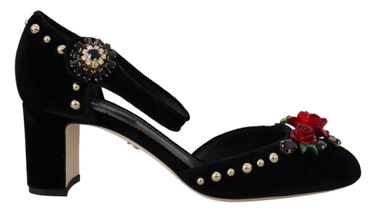 Dolce & Gabbana Elegant Floral Embellished Heels Sandals