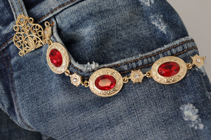 Dolce & Gabbana High Waist Skinny Designer Jeans in Blue
