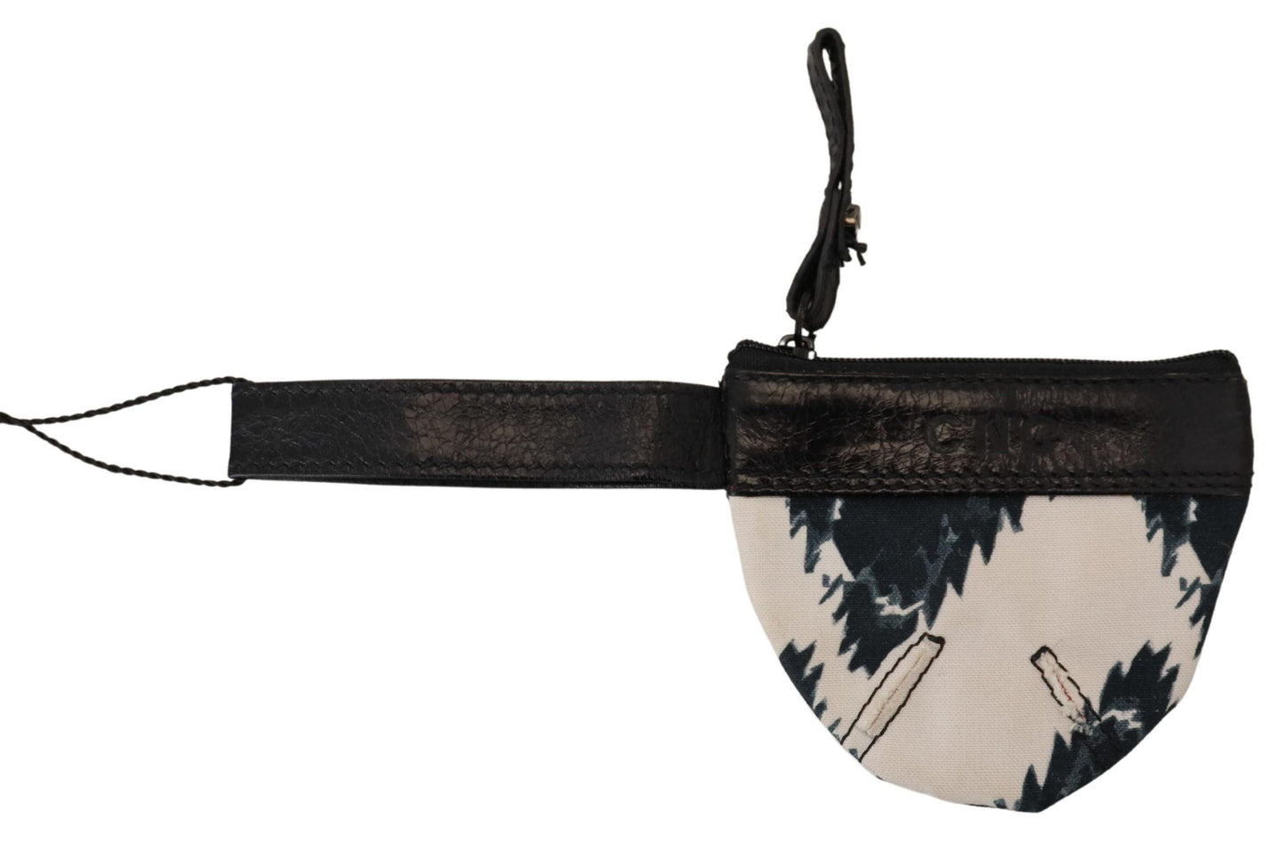 محفظة نقود معدنية من الجلد الأبيض الأنيق مع حزام