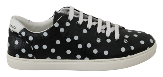 Dolce & Gabbana Black Polka Dotted Leather Sneakers