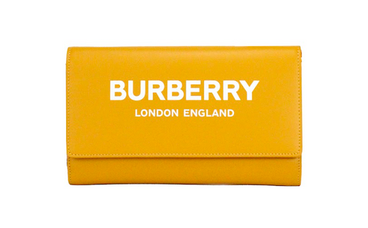 Burberry Hazelmere Printed Logo Leather Light Copper Orange Wallet Crossbody Bag