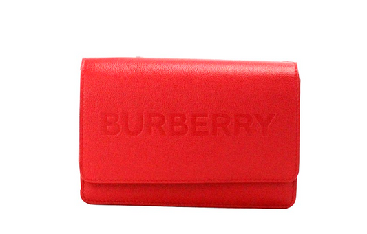 Burberry Hampshire Small Red Embossed Logo Smooth Leather Crossbody Bag