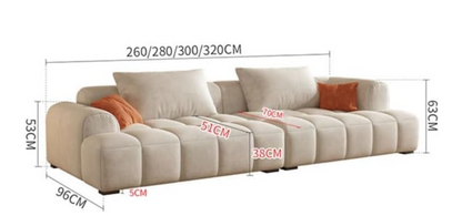 Cheese cube cream style fabric sofa living room sofa living room bedroom simple sofa (96 x 280 cm, RICE WHITE GREEN)