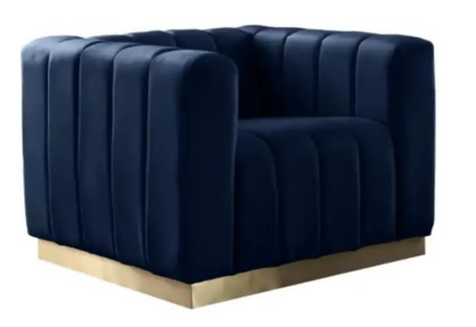 GLFF European Luxury Loveseats Living Room White Sofa Set Home Furniture single seater sofa (Navy Blue)