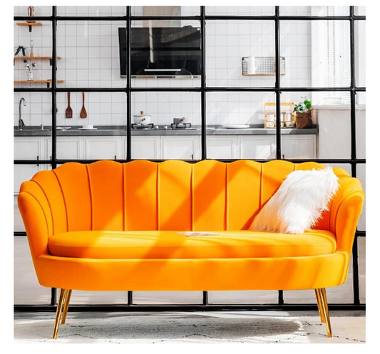 GLFF  Velvet Sofa Set Modern Velvet Upholstered Sofa Arm Chair Living Room Home Furniture (Small Love-Seat 120cm)
