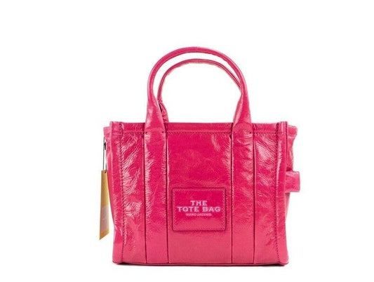 حقيبة يد مارك جاكوبس The Shiny Crinkle Mini Tote من الجلد الأرجواني