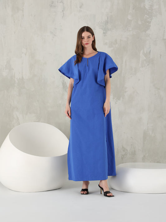 Marya navy blue taffeta kaftan