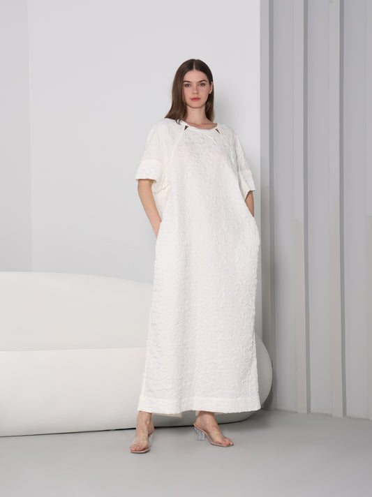 Amira white jacquard kaftan