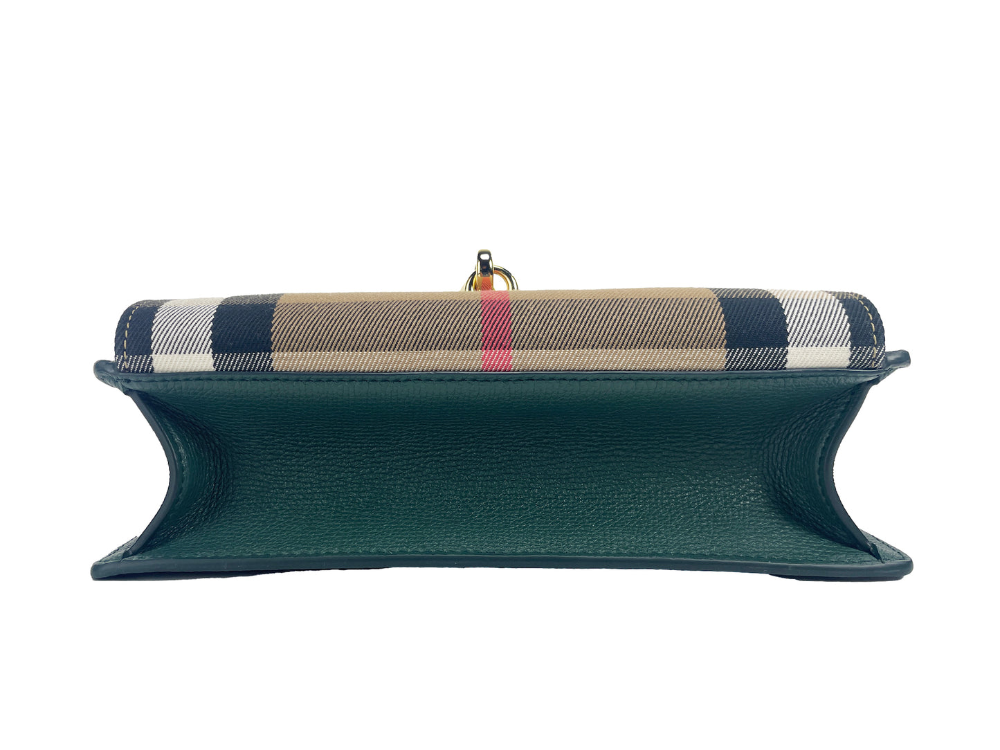 حقيبة بربري ماكين الصغيرة المصنوعة من الجلد بنقشة المربعات الخضراء الكلاسيكية