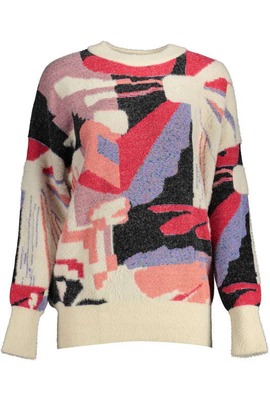 Desigual Chic White Contrasting Detail Sweater