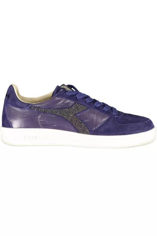 Diadora Crystal-Embellished Blue Sneakers With Contrasting Sole