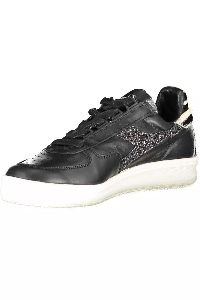 حذاء رياضي من الجلد الأسود الأنيق من Diadora مع لمسات متباينة