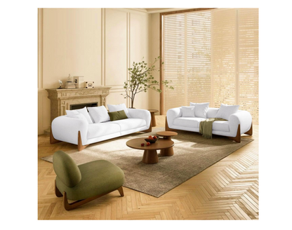 GL Tobago Fleece Fabric Overstuffed Multifunction Sofa, Wood Furniture for Home Livingroom, Bedroom, Office With Pillows (White, Single Seat 1.1m)