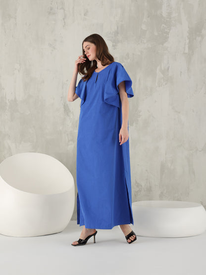 Marya navy blue taffeta kaftan